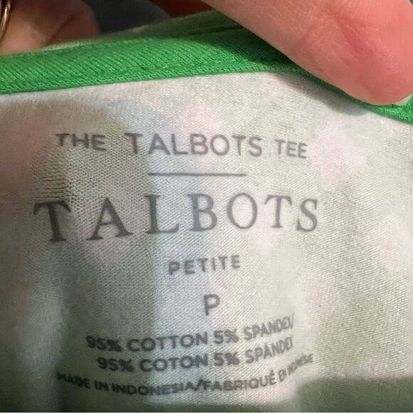 NWT Talbots Pima Cotton Bateau Neck Tee Green Gingham Sz Petite //Quarter Sleeve - Picture 9 of 12